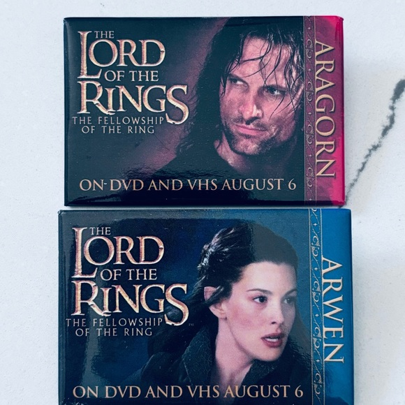 Lord of the Rings Fellowship of the Rings DVD Release Promo Pins Set of 12 - Picture 5 of 8